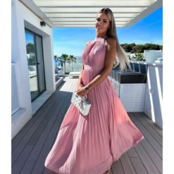 Elegant Solid Colour Sleeveless Hanging Neck Pleated Big Pendulum Dress Wholesale Dresses N5923090100072 -Amour Vert shop O1CN01Ds7dPp1UK8C3VypP2 2099122498 0 cib