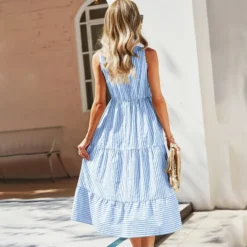 Casual Sleeveless Striped V-Neck Dress Wholesale Dresses V5923050300050 -Amour Vert shop O1CN01FfgaHC1wuaytdFbRv 3267756368 0 cib