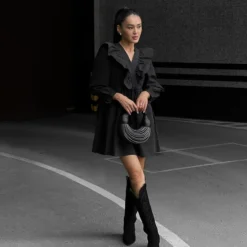 Temperament Long Sleeve High Waist A- Line Ruffled Black Dress Wholesale Dresses N5323021500005 -Amour Vert shop O1CN01GmEAU62GztqA1xheu 2212501819087 0 cib