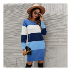 Fashion Colorblocking Wide Stripe Crew Neck Knit Dress Wholesale Dresses N5923053100005 -Amour Vert shop O1CN01IWOa1029NF11u9ull 4040548055 0 cib