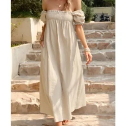 Elegant Flower Petal Sleeve Solid Color Square Neck Long Dress Wholesale Dresses V5923041200032 -Amour Vert shop O1CN01Jamj531ND4mybRsFm 2425141535 0 cib