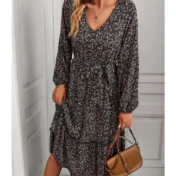 Casual Long-Sleeved Floral Print V-Neck Chiffon Ruffle Dress Wholesale Dresses V5923041200024 -Amour Vert shop O1CN01JszQSX1ND4k3yr6nc 2425141535 0 cib