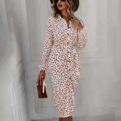 Fashion Long Sleeve Geometric Pattern Print Lace-Up Single-Breasted Dress Wholesale Dresses V5923041200022 -Amour Vert shop O1CN01LdARgU1wuaxZIuyl9 3267756368 0 cib 4