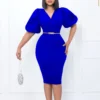 Fashion Bubble Sleeve V-Neck Hip Pencil Dress Wholesale Dresses N5923080800072 -Amour Vert shop O1CN01NOrdUY26UchooPlGJ 4225457665 0 cib 6
