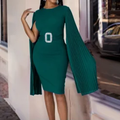 Sexy Solid Color Cape Style Metallic Waistband Hip Wrap Dress Wholesale Dresses N5923080800082 -Amour Vert shop O1CN01OJLA9k26Uchqt95nE 4225457665 0 cib 6