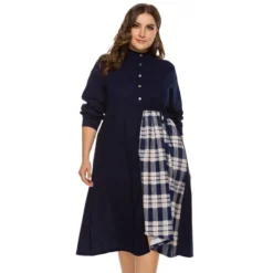 Casual Round Neck Plaid Patchwork Long Sleeve Dress Wholesale Dresses V5923041500047 -Amour Vert shop O1CN01Ol7wK91gk1zGtVGRl 1864974179 0 cib
