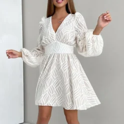 Lantern Sleeve Jacquard Commuter A-Line Slim Dress Wholesale Dresses N462302140018614 -Amour Vert shop O1CN01OqRUY62GztqupNDzW 2212501819087 0 cib