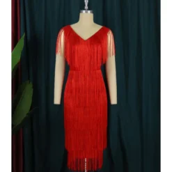 Fashion V-Neck Sleeveless High Waist Mid-Length Fringe Hip Dress Wholesale Dresses V5923050600028 -Amour Vert shop O1CN01PCnk0R1TGB7ZjfUCB 2206882922354 0 cib