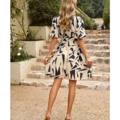 Temperament Short Sleeve Print Waist V-Neck Short Dress Wholesale Dresses V5923041200028 -Amour Vert shop O1CN01Qh0XGH1ND4mzBisaz 2425141535 0 cib