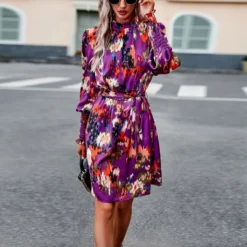 Lantern Sleeve Pleated Print Temperament Elegant Long-Sleeved Dress Wholesale Dresses N4623062500011 9 Lantern Sleeve Pleated Print Temperament Elegant Long-Sleeved Dress Wholesale Dresses N4623062500011 -Amour Vert shop O1CN01TllRwG1ND4oFizuay 2425141535 0 cib 4