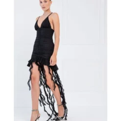 Ribbon Shirring Deep V Open Back Strap Solid Color Dress Wholesale Dresses N462023030600177 -Amour Vert shop O1CN01TxDfWJ1D3KBWmziO3 2213837620160 0 cib 3