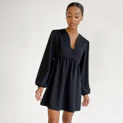 Commuting Simple V-Neck Lantern Sleeve Solid Color A-Line Dress Wholesale Dresses N463523021400186 -Amour Vert shop O1CN01WJBFmq2GztqjHs2j5 2212501819087 0 cib