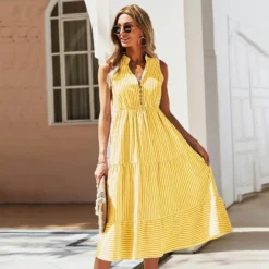 Casual Sleeveless Striped V-Neck Dress Wholesale Dresses V5923050300050 -Amour Vert shop O1CN01XErXQd1wuayp5espJ 3267756368 0 cib 4