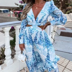 Fashion Print V-Neck Hollow Long-Sleeved Dress Wholesale Dresses V5923041500046 -Amour Vert shop O1CN01XHmHhJ1gk1zCRx5yQ 1864974179 0 cib