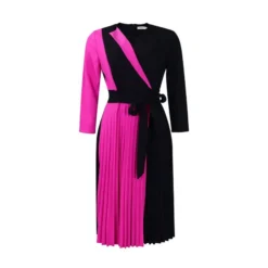 Fashion Suit Collar Colorblocked Tie Pressed Pleat Dress Wholesale Dresses N5923080800085 -Amour Vert shop O1CN01ZYhI6x26UchpCXEtb 4225457665 0 cib 6