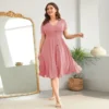 Wholesale Plus Size Clothing V-Neck Waistline Hem Short-Sleeved Dress V5923042600011 -Amour Vert shop O1CN01aYeaYR1aD9rlscLVq 2215565203295 0 cib 3