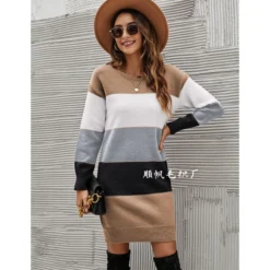 Fashion Colorblocking Wide Stripe Crew Neck Knit Dress Wholesale Dresses N5923053100005 -Amour Vert shop O1CN01aspuHn29NF15pG0VX 4040548055 0 cib 4