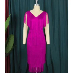 Fashion V-Neck Sleeveless High Waist Mid-Length Fringe Hip Dress Wholesale Dresses V5923050600028 -Amour Vert shop O1CN01bIA1wE1TGBAanAV7r 2206882922354 0 cib