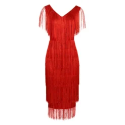 Fashion V-Neck Sleeveless High Waist Mid-Length Fringe Hip Dress Wholesale Dresses V5923050600028 -Amour Vert shop O1CN01bk88PL1TGB7VIbFcq 2206882922354 0 cib