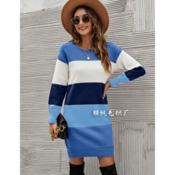 Fashion Colorblocking Wide Stripe Crew Neck Knit Dress Wholesale Dresses N5923053100005 -Amour Vert shop O1CN01cTaZka29NF11uFDY7 4040548055 0 cib 4