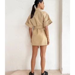 Button-Down Short-Sleeve Belt Commuter Loose Suit Dress Wholesale Dresses N4623070600032 -Amour Vert shop O1CN01cUoVE62GztsmAWxwh 2212501819087 0 cib
