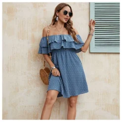 Bead Ball Solid Color Ruffled One Shoulder Dress Wholesale Dresses N4623040100031 -Amour Vert shop O1CN01dbzjFS1il45bj92mZ 1927214452 0 cib