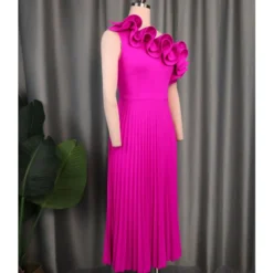 Casual Sleeveless Single-Shoulder Diagonal Collar Wood Ear Edge Thin Pleated Dress Wholesale Dresses V5923050600021 -Amour Vert shop O1CN01gpehcA1TGBA0BhISe 2206882922354 0 cib