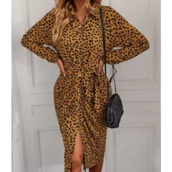 Fashion Long Sleeve Geometric Pattern Print Lace-Up Single-Breasted Dress Wholesale Dresses V5923041200022 -Amour Vert shop O1CN01i4lIho1wuaxcaGUhU 3267756368 0 cib