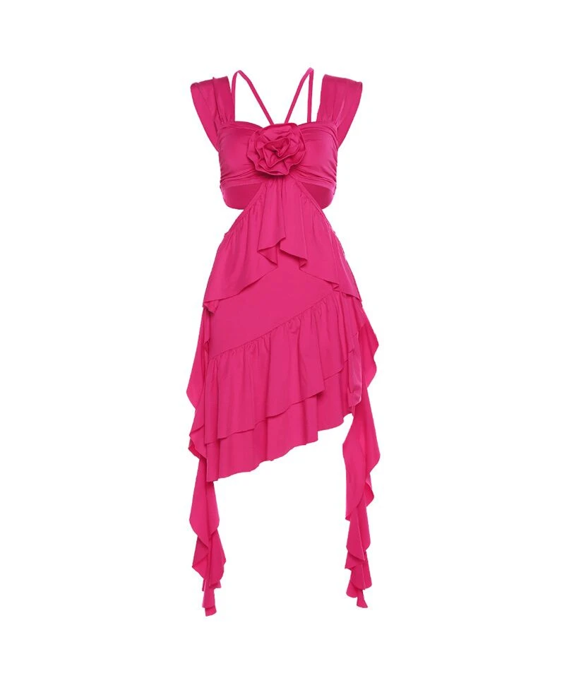 Asymmetric Sling Hollow Flower Dress Wholesale Dresses 4 Asymmetric Sling Hollow Flower Dress Wholesale Dresses - Image 2