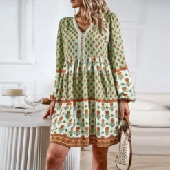 Bohemian Print Long Sleeve V-Neck A-Line Dress Wholesale Dresses -Amour Vert shop O1CN01jBssqT1ND4no0ZeyQ 2425141535 0 cib 4