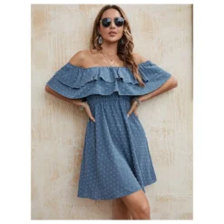 Bead Ball Solid Color Ruffled One Shoulder Dress Wholesale Dresses N4623040100031 -Amour Vert shop O1CN01nHBsF31il45edZ33c 1927214452 0 cib