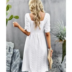Temperament Solid Color Square Collar Short-Sleeved Long Dress Wholesale Dresses V5923041200008 -Amour Vert shop O1CN01pOFKwi1ND4mLobRtI 2425141535 0 cib