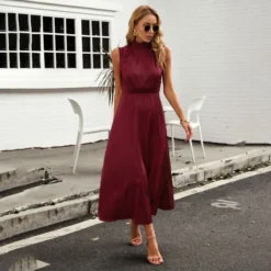 Fashion Sleeveless High Waist Half High Neck Satin Dress Wholesale Dresses V5923050300041 -Amour Vert shop O1CN01rlCzok1wuayNXLNrj 3267756368 0 cib 4