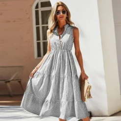 Casual Sleeveless Striped V-Neck Dress Wholesale Dresses V5923050300050 -Amour Vert shop O1CN01s9MwId1wuayia2Cee 3267756368 0 cib