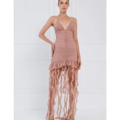 Ribbon Shirring Deep V Open Back Strap Solid Color Dress Wholesale Dresses N462023030600177 -Amour Vert shop O1CN01sDpbKl1D3KBUdwF6v 2213837620160 0 cib 3