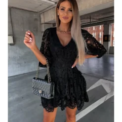 Hollow Half-Sleeved Irregular Lace V-Neck Layered Dress Wholesale Dresses N4601423032800161 -Amour Vert shop O1CN01tMVMY42HGO5MVJ4Bp 2212450069123 0 cib 4