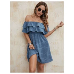 Bead Ball Solid Color Ruffled One Shoulder Dress Wholesale Dresses N4623040100031 -Amour Vert shop O1CN01wL0np41il45n9jtdG 1927214452 0 cib