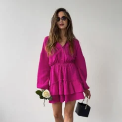 Button-Down Long-Sleeve Commuter Simple Fashion Lantern Sleeve Cake Dress Wholesale Dresses N462023021400186 -Amour Vert shop O1CN01whzKCA2GztqcjvHNM 2212501819087 0 cib