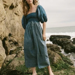 The Katrina Dress | Indigo Petunia Dot