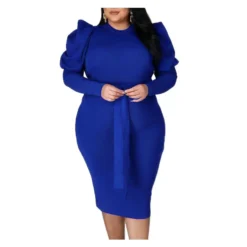 Fashionable Solid Color Long Sleeve Belted Slim Fit Wholesale Plus Size Dress Clothing N3823100900055 -Amour Vert shop a069f1f29d9f48aaa6e1b098010db391 5
