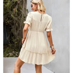 Solid Color Puff Sleeve Round Neck Loose Smocked Ruffled Dress Summer Casual Wholesale Dresses SDN533144 11 Solid Color Puff Sleeve Round Neck Loose Smocked Ruffled Dress Summer Casual Wholesale Dresses SDN533144 -Amour Vert shop a12ef378 d6ed 4cf4 9788 2710c1acd42d 320b593a16c9d7924e9ab7181cec6fbb