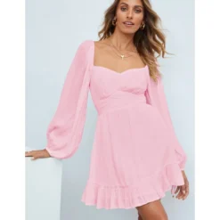 Square Neck Solid Color Lantern Sleeve Ruffles Lace-Up Swing Dress Vintage Wholesale Dresses SD531198 -Amour Vert shop a3faeaa3 1a86 488f 82f5 678856c695c7 ff13e6b7d6e1ee7e3de17695478bb067