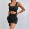 Sexy Hollow Drawstring Mini Dress Square Neck Solid Color Sleeveless Bodycon Wholesale Dresses SDN560569 -Amour Vert shop a6476649 7cfe 47dc 9ed3 6cfd5ae0a38c 3875f1a1a0145141d7130ad5dda20821