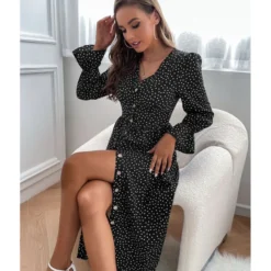 Fashion Polka Dot Dress V Neck Long Sleeve Casual Wholesale Dresses SDN561347 -Amour Vert shop a8e6ac32 b9f0 40bf b2fe 54d521074d41 3c69cf1aa544f6e7a96db2cd1c5bcd37