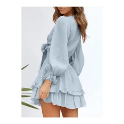 V-Neck Solid Color Tieback Bowknot Long Lantern Sleeve Ruffle Dress Casual Wholesale Dresses SD531178 -Amour Vert shop a8f8bfa4 aa81 4885 b738 b471939cb503 9CF702A1BB98AF8813AC8B4AD408AE21