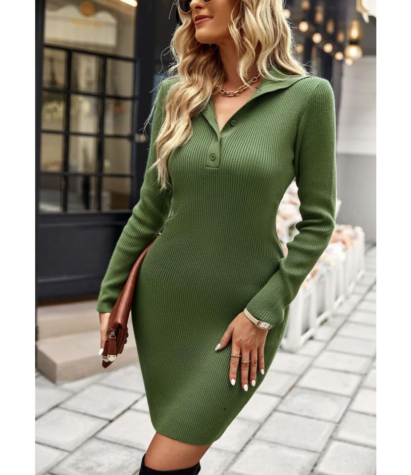 Casual V-Neck Lapel Mini Dress Single-Breasted Long Sleeve Bodycon Wholesale Dresses SDN562274 10 Casual V-Neck Lapel Mini Dress Single-Breasted Long Sleeve Bodycon Wholesale Dresses SDN562274 - Image 8
