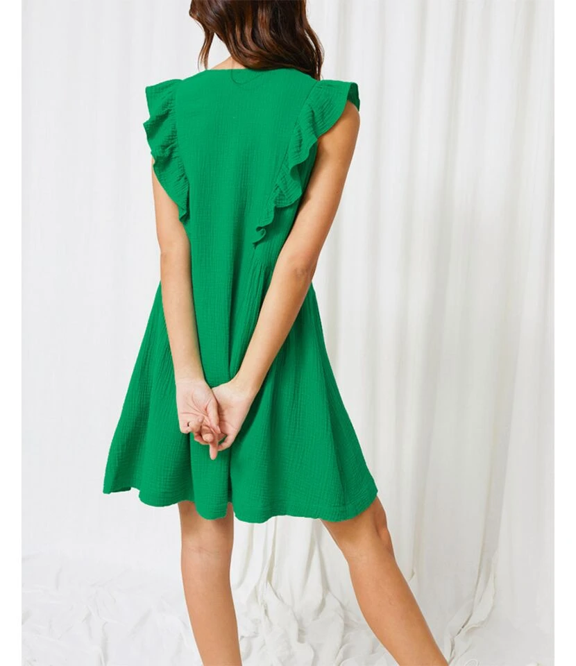 V-Neck Button-Down Ruffled Paneled Casual Sleeveless Dress Wholesale Dresses SDV463813 7 V-Neck Button-Down Ruffled Paneled Casual Sleeveless Dress Wholesale Dresses SDV463813 - Image 5