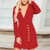 Sexy Deep-V Neck Long Sleeve Button Single Breasted Slim Suit Dress Wholesale Dresses SDN537284 -Amour Vert shop ade62e8b 116d 4940 bf2d 0b5efd593975 7054ed45fe9c683db23f96fc51d80860