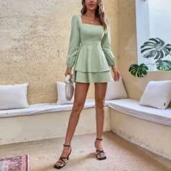 Sexy Backless Square Neck Long Sleeve Ruffle Mini Dress Wholesale Dresses SDN539566 -Amour Vert shop affa042d af91 4205 9aca ba53d855775b 9a1b558374fd54bc017d3c030d318090