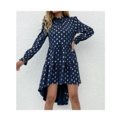 Polka Dot Bronzing Half High Neck Dress SD160345 -Amour Vert shop b11e2aea d087 4a4d 8613 7e9fdeae45ec 388FFA33550A63A92AC1EB028F845549